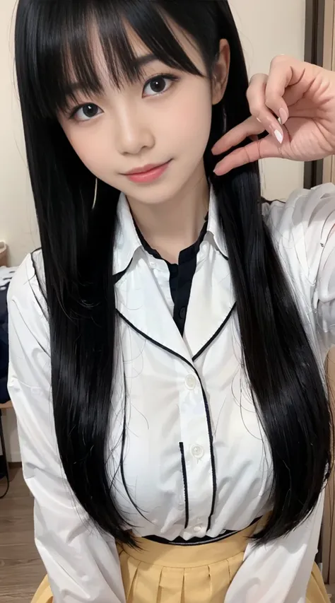 Wearing a white school uniform、brunette arafid asian schoolgirl, Those girls&#39; The avatar is cute and exquisite, The smile is a bit cute, young and lovely Asian face, Young and cute Korean face, Cute and exquisite side face avatar, Beautiful Asian schoo...