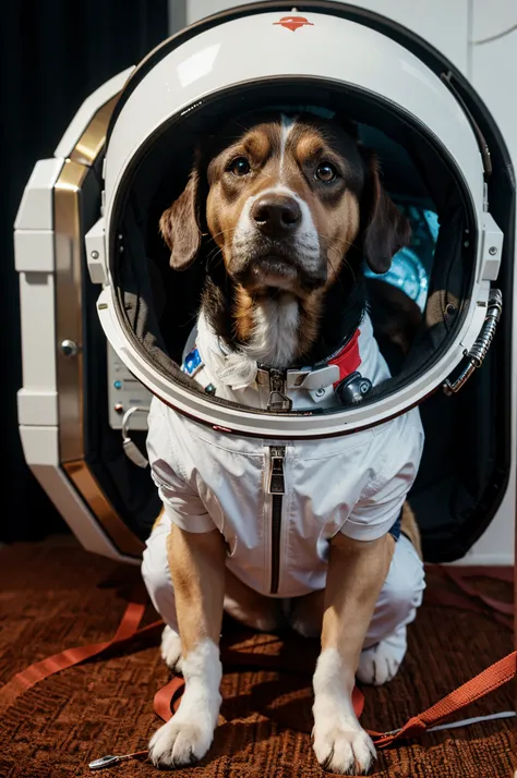 Dog in spacesuit，cartoonish style