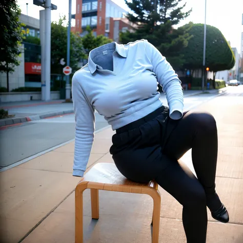 (chubby, fat), school uniform, in winter, black leggings, school tie, straddle the chair, (cute pose:1.3), (invisible, no humans, headless, faceless:1.5), (cute big breasts), (close-up shot of hip), (16k, RAW photo, best quality, masterpiece:1.3), (realist...