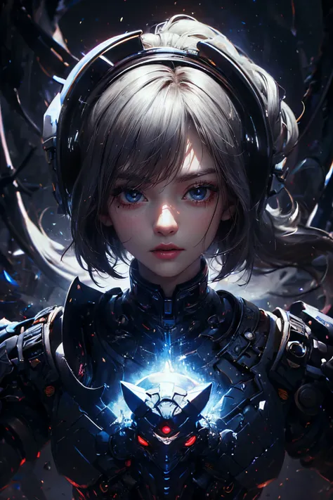 cg mecha, beautiful eyes, ((two people))、upper body, （mechanic armor）、40ｍｍphotographed with a lens, portrait,jet suit、flying tho...