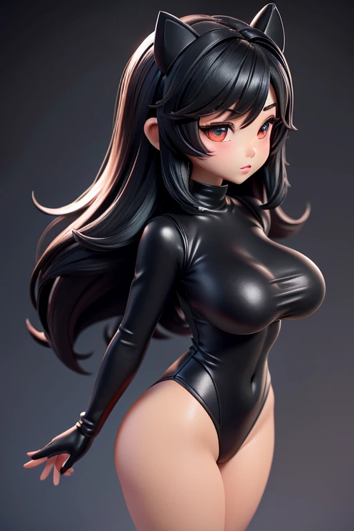 Super deformed chibi black gal big breasts leotard