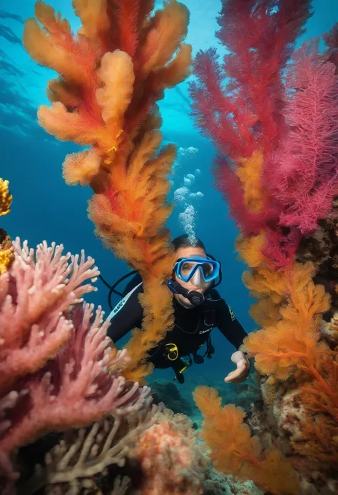 A photo of a person scuba diving in a colorful coral reef.,original,Annoying VC is a middle aged man who is Silicon Valley tech person