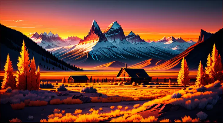 chiil background, wyoming mountains, sunset