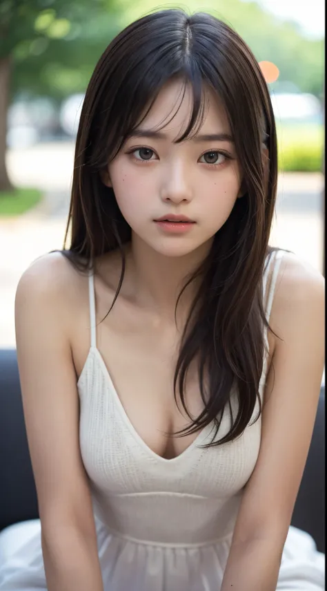 masutepiece, Best Quality, 8K, Age:13 Teen, Raw photo,  Solo, Idol face,  Delicate girl, full bodyesbian, Digital SLR, Looking at Viewer, Candid, Sophisticated, Thin arms, Professional Lighting, chromatic abberation, (Eyes and faces with detailed:1.0), (Bo...