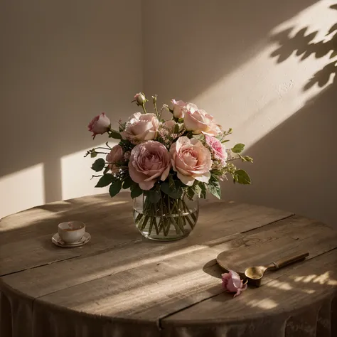 Fleurs, abondance, dreaminess, pivoines, pastel, rose, vert, light, elegant, lumineux, peinture