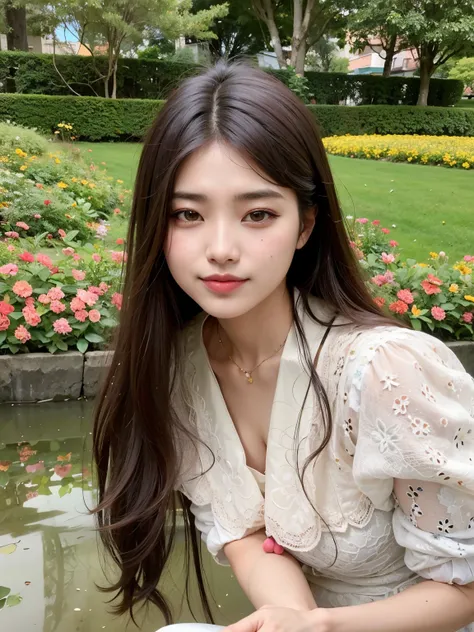 mulher araffe sentada em um banco em frente a um lago, Bae Suzy, Jaeyeon Nam, Mulher sul-coreana bonita, Jinyoung Canela, mulher coreana jovem bonita, Heonhwa Choe, menina coreana, linda mulher coreana jovem, tzuyu de duas vezes, Xintong Chen, Xision Wu, W...