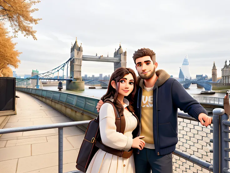 there is a man and woman standing next to each other on a bridge, in london, on a bridge, tower bridge, connected with hanging bridge!!, photo taken in 2 0 2 0, facebook post, ruins in the background, vacation photo, in the background, standing on a bridge...