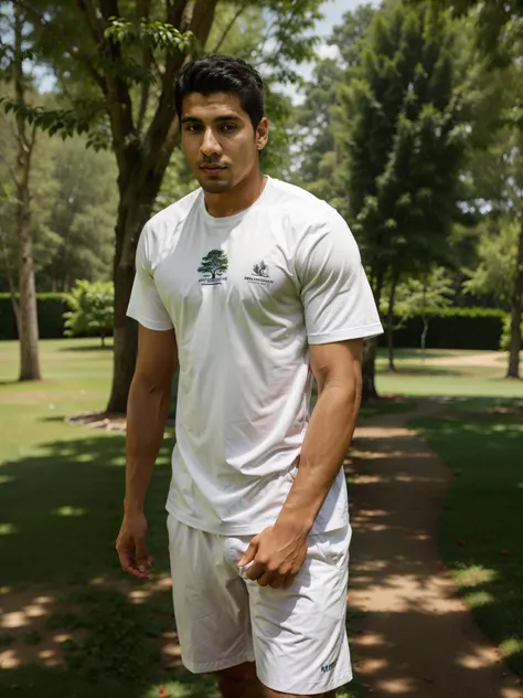 fit man in white shirt standing on grass with trees in the background, andres rios, Khyzyl Saleem, Condutor de Ene, Amr Elshamy, victor maristane, Dan dos Santos, Joel Torres, camiseta esportiva, Pablo Perdomo, Nekro Borja, daniel mirante, Ronaldo Luis Naz...