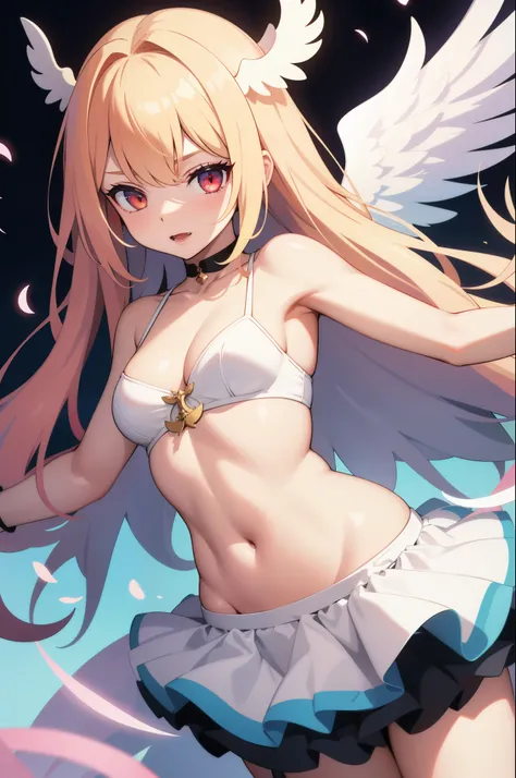 Two side girl image, half angelic side, half demonic side, facing front