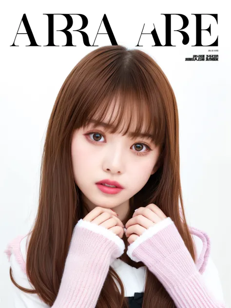 araface magazine cover with a woman in a sweater and gloves, ray, light ray, god ray, sun ray, bae suzy, magazine scan, royo, ( ray of sunlight ), magazine photo, ray casting, gods ray, texts，cover shot, magazine, ray of light, by Tadashi Nakayama, rays, c...