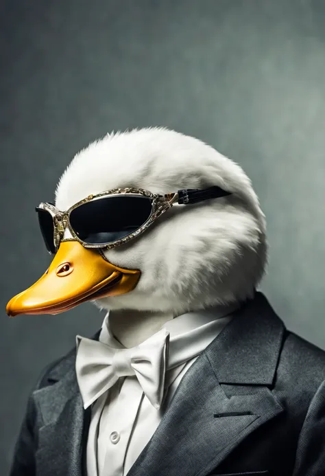 an animal white duck mafia boss cyborg