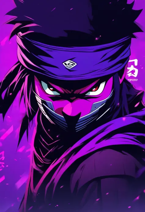 Logo, 2D, violet, Ninja style, portraite of a, Japanese style, minimalism, illustartion, vector art