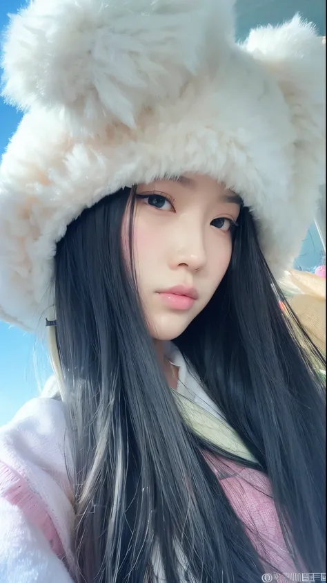 Arafed asian woman with long black hair wearing a white hat, Ulzzang, Xintong Chen, Sakimichan, young cute wan asian face, Sha Xi, Xision Wu, Lulu Chen, Parque Roseanne do Blackpink, Chiho, Qifeng Lin, Ruan Jia Lindo!, linda Delphine, Shikami, com bonito -...