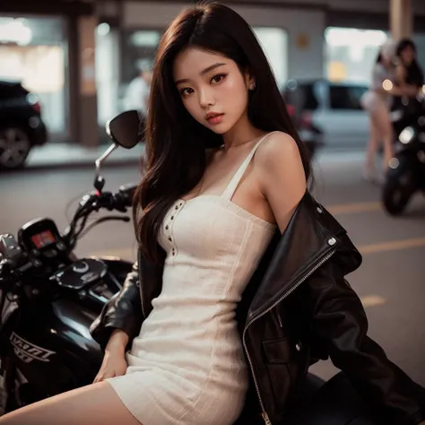 mulher araffe sentada em uma motocicleta com um vestido branco, menina coreana, linda mulher coreana jovem, jennie blackpink, Mulher sul-coreana bonita, Modelo de moda feminina coreana, mulher coreana jovem bonita, Mulher coreana, Asian girl, Beautiful Asi...