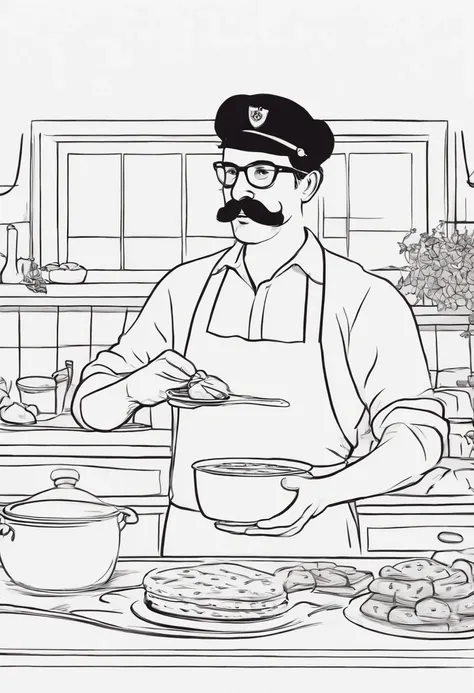 A video of Timothy attempting to bake a heart-shaped chocolate cake while nervously practicing his pick-up lines.,original,Hipster, mustache, man, wears mariners hat,