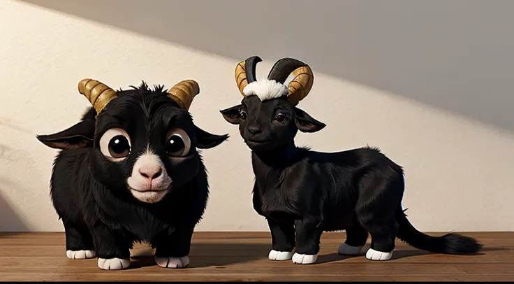 a cute black goat cartoon pixar style