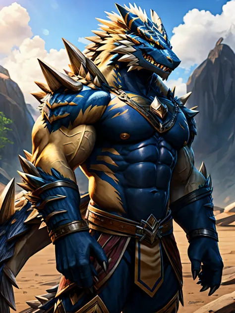 Personification, Zinogre from monster hunter, muscular, professional colour grading