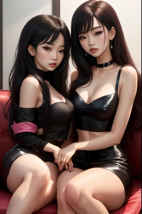 Araffe Asian woman with long black hair and black blouse, Ella tiene el pelo negro con flequillo, Retrato de Jossi de Blackpink, iu lee ji-eun as a super villain, Jossi de Blackpink, Blackpink Jennie, seductor retrato de Tifa Lockhart, con flequillo, Cabel...