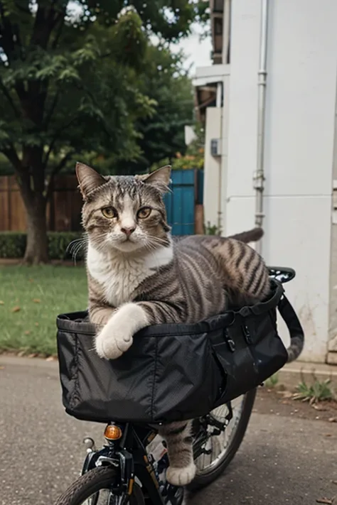 a cat on a bike