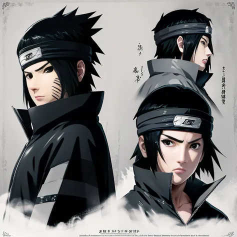 make the image of sasuke uchiha how is it in the manga, image, in black and white and black jacket