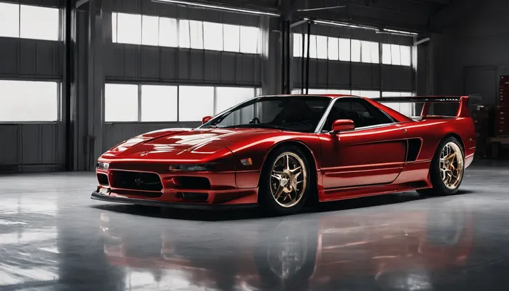 Visualize an exceptional scene featuring a highly modified 1992 Acura NSX parked in a softly lit, minimalist garage crafted from white marble. Dive into extreme micro-details to showcase the intricacies of the modified NSX, sleek lines, and overall design ...