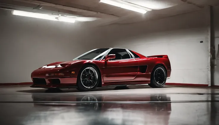 Visualize an exceptional scene featuring a highly modified 1992 Acura NSX parked in a softly lit, minimalist garage crafted from white marble. Dive into extreme micro-details to showcase the intricacies of the modified NSX, sleek lines, and overall design ...