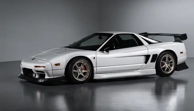 Visualize an exceptional scene featuring a highly modified 1992 Acura NSX parked in a softly lit, minimalist garage crafted from white marble. Dive into extreme micro-details to showcase the intricacies of the modified NSX, sleek lines, and overall design ...