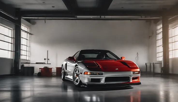 Visualize an exceptional scene featuring a highly modified 1992 Acura NSX parked in a softly lit, minimalist garage crafted from white marble. Dive into extreme micro-details to showcase the intricacies of the modified NSX, sleek lines, and overall design ...