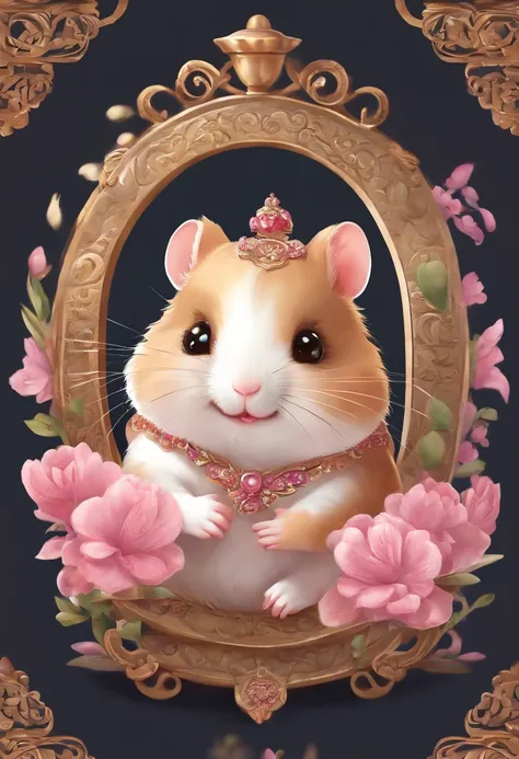 Cute hamster, smiley, by Pixar, furry art, Anime, pink chinese antique style