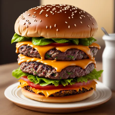 Realistic full burger, pronto para o consumo