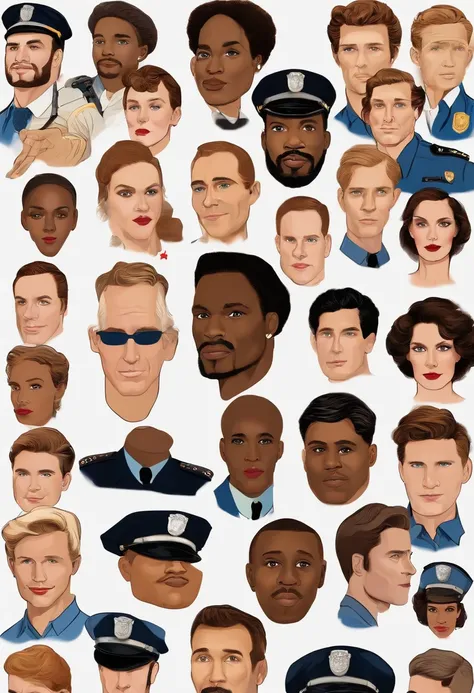 The image is a close-up of a colorful assortment of police badges and patches, neatly arranged on a dark blue velvet background.,original,((Character: William "Billy" Washington))
((Male + man))
((Hair: Shaggy + brown + messy))
((Facial features: big blue ...