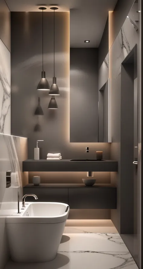 a close up of a bathroom with a bathtub and a sink, premium bathroom design, modern bathroom, dark and modern, modern look, modern design, ioyful vibe and lighting, modern and minimalist, elegant minimalism, slick elegant design, functional and elegant loo...