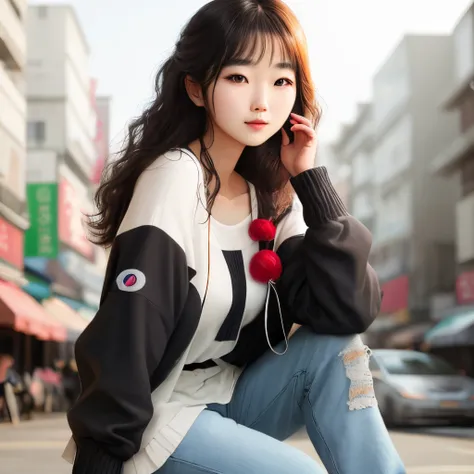 Realistic Korean Girl Posing for the Camera