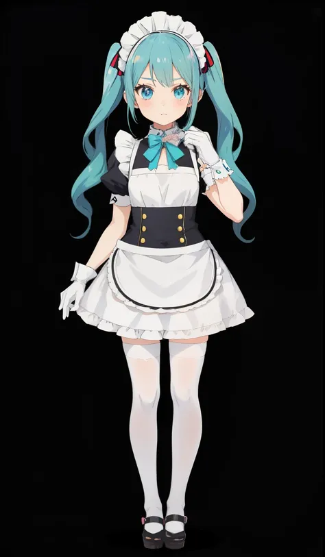 a cartoon girl in a maid outfit with blue hair and a white dress, anime girl in a maid costume, anime cat girl in a maid costume, maid outfit, anime girl named lucy, anime moe artstyle, !!full body portrait!!, twintails white_gloves, anime maids riding ear...