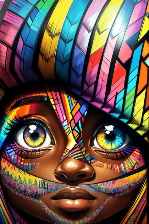 (Borboleta),  Eduardo Kobra acolchoamento ,multidimensional geometric PORTRAIT wall, arte, chibi,
yang08k, lindo, colorido,
obras-primas, qualidade superior, melhor qualidade, arte oficial, beautiful and aesthetic, pele negra