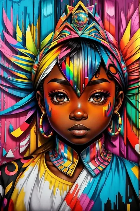 (Arara),  Eduardo Kobra acolchoamento ,multidimensional geometric PORTRAIT wall, arte, chibi,
yang08k, lindo, colorido,
obras-primas, qualidade superior, melhor qualidade, arte oficial, beautiful and aesthetic, pele negra