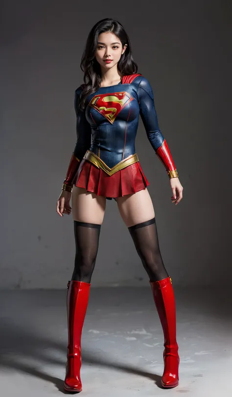 Suffering、mouth is always open sloppily、Drool is always dripping from my mouth、Asian Beautiful Girl、(((Wear black tights on your beautiful legs.)))、(((beauty legs)))、(((facial expression of smile)))、((((Make the most of the original image)))、(((Supergirl C...