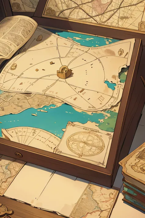 Old folded map, folded treasure map, old map, hidden map, folded