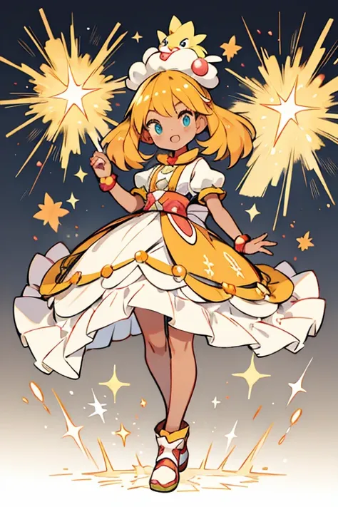 human pokemon Torchic; glitter; full body; Torchic outfit inspired