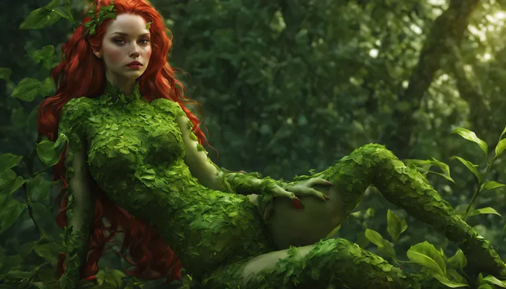 a full body of Poison Ivy ,intrinsic details,masterpiece,hyper realistic, hd, 8k