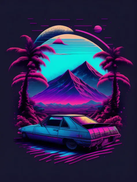 tshirt design, vaporwave style, aesthetic, chill, sad, lofi style, ultra detailed, background, landscape, highly detailed, 8k, hd