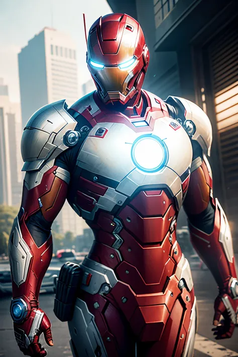 like marvels war-machine, helmet like ironman, armored full white color