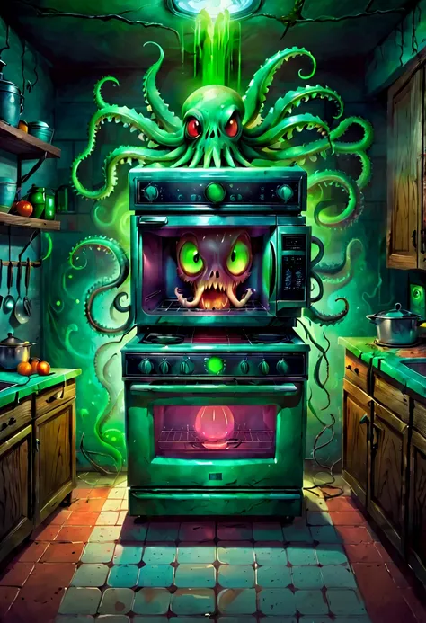 As an illustrator，I&#39;m going to draw you an illustration of a weird kitchen appliance.。I will analyze the topic in detail，and highlights the weirdness of kitchen appliances，With a western spooky atmosphere，Blending horror at the same time、Humor and cute...