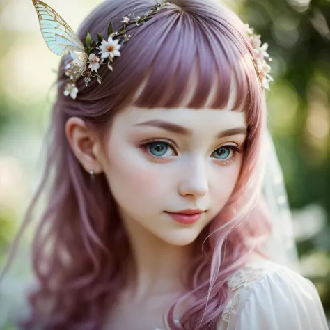 a portrait of fairy, delicate, mischievous, otherworldly, alluring, detailed face, high details, photography, soft light, Fujifilm X-T4, 56mm, f/1.2