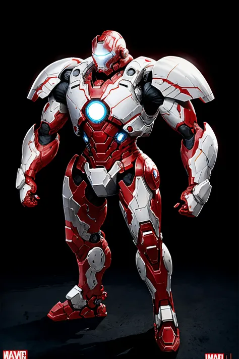 like marvels war-machine, helmet like ironman, armored full white color