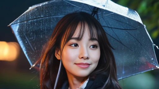 The background is office　Its dim outside　28 year old　i&#39;i go on a date　Preparing to return home　The face is very detailed　natural make up　full body Esbian　rain is falling　Wet in the rain　Walking　gravure　Taken away