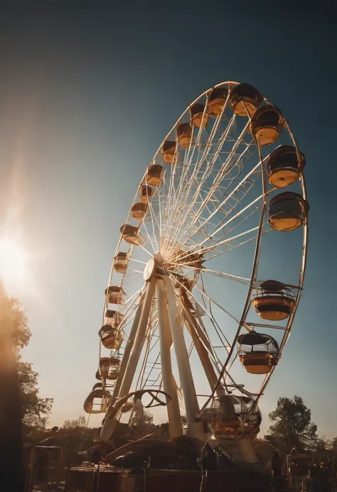 universe background，Giant ferris wheel surrounds the sun，conceito