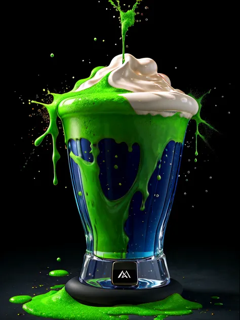 best quality, masterpiece, highres, detailed, a blender, overflowing with green vomit, liquidizer