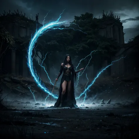 (sorceress:sorceress) vs (sorcerer:sorcerer),battle, intense magic, glowing spells, swirling vortex, ancient runes,(powerful,dark:1.1) aura, ethereal beings(detailed),casting(energetic) spells, fierce(1.1) eyes, flowing robes, enchanted staff,(mystical:mys...