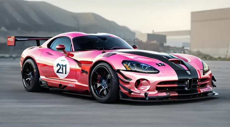 dodge viper srt custom ultra wide body kit, stylish and menacing, rear wing spoiler, enhanced wide fender arches, lowered suspen...